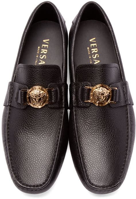 versace loafers black leather|Versace loafers men's sale.